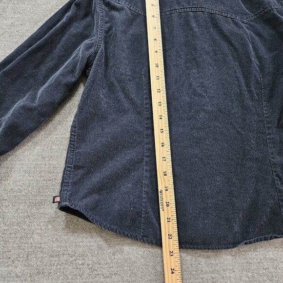 Ralph Lauren Shirt Youth Women L Navy LS Pearl Snap Button Corduroy Boho Western - Picture 11 of 14